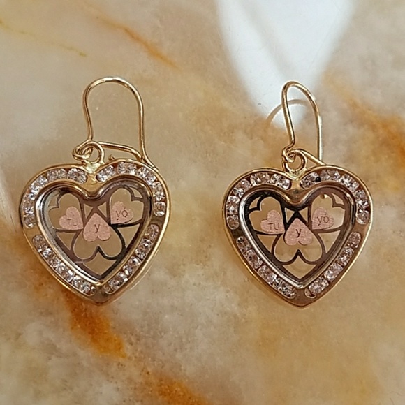Jewelry - New 10k Real Gold Heart Dangling Earrings Heart Earrings